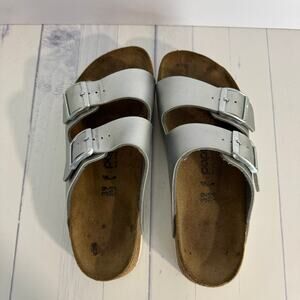Papillio Birkenstock Women's Silver Arizona Platform Sandals Size 39